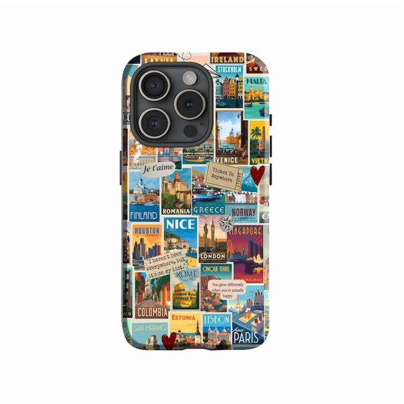 Nature Collage Aesthetic Phone Case Botanical Landscape Mixed Media Artwork for iPhone 17 16 15 14 13 12 11 Pro Max