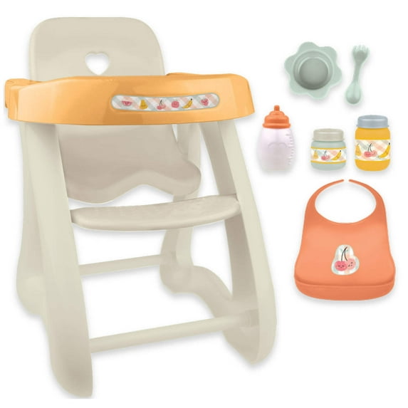 Nature Collection (Neutral Colors) Highchair + Accessory Gift Set fits dolls up to 16” dolls - Ages 2+
