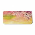 thumbnail image 1 of Nature Computer Mouse Pad, Japanese Cherry Sakura Floral Artwork in Soft Color over Blurred Background, Rectangle Non-Slip Rubber Mousepad X-Large, 35" x 15", Pink Green Yellow, by Ambesonne, 1 of 2