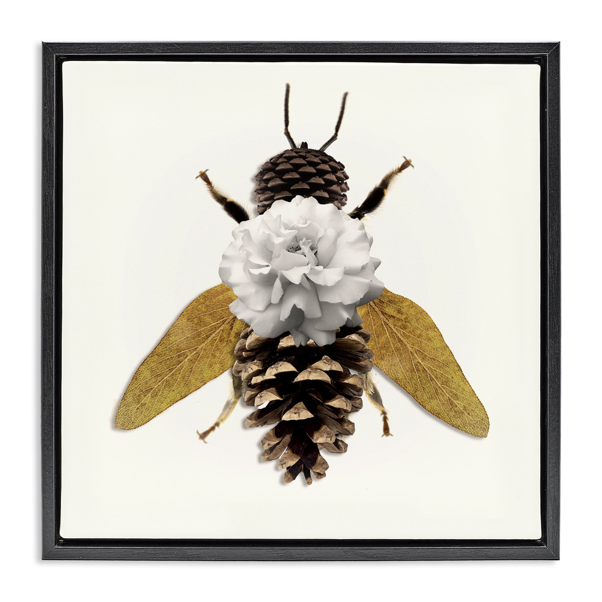 Nature Constructed Bee Black Framed Floater Canvas Wall Art, design by Sasha