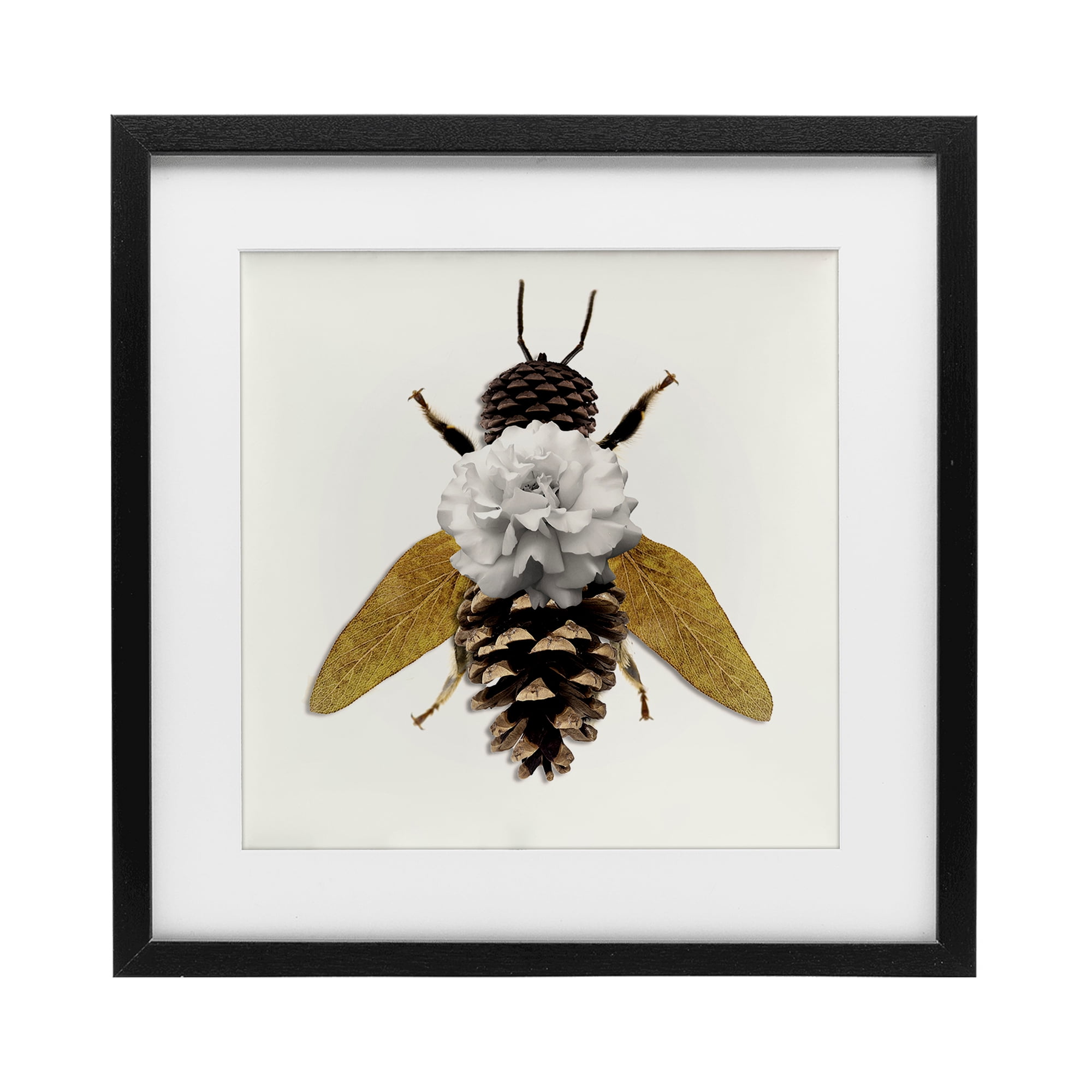 Nature Constructed Bee Black Framed Print Under Glass, design by Sasha