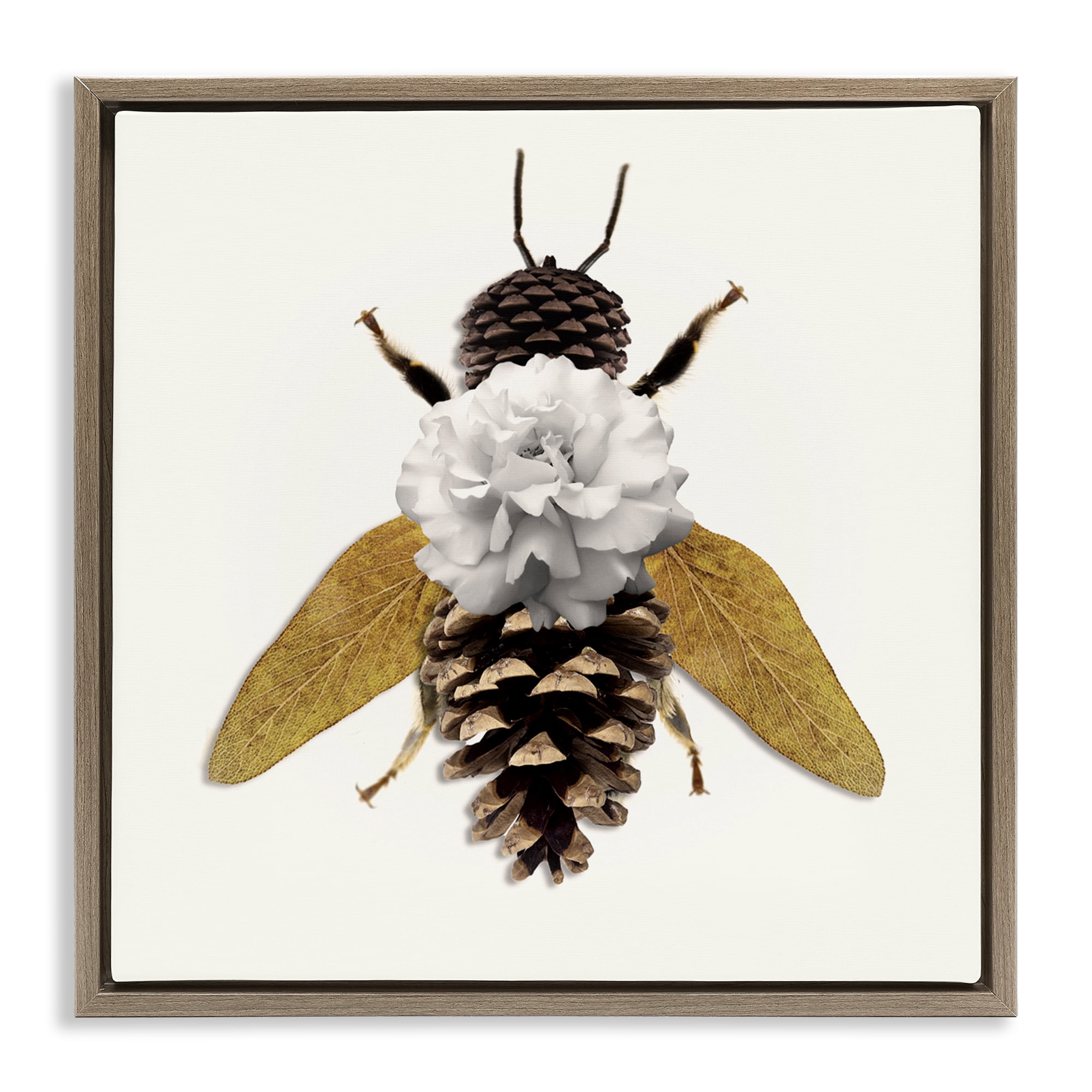 Nature Constructed Bee Brown Framed Floater Canvas Wall Art, design by Sasha