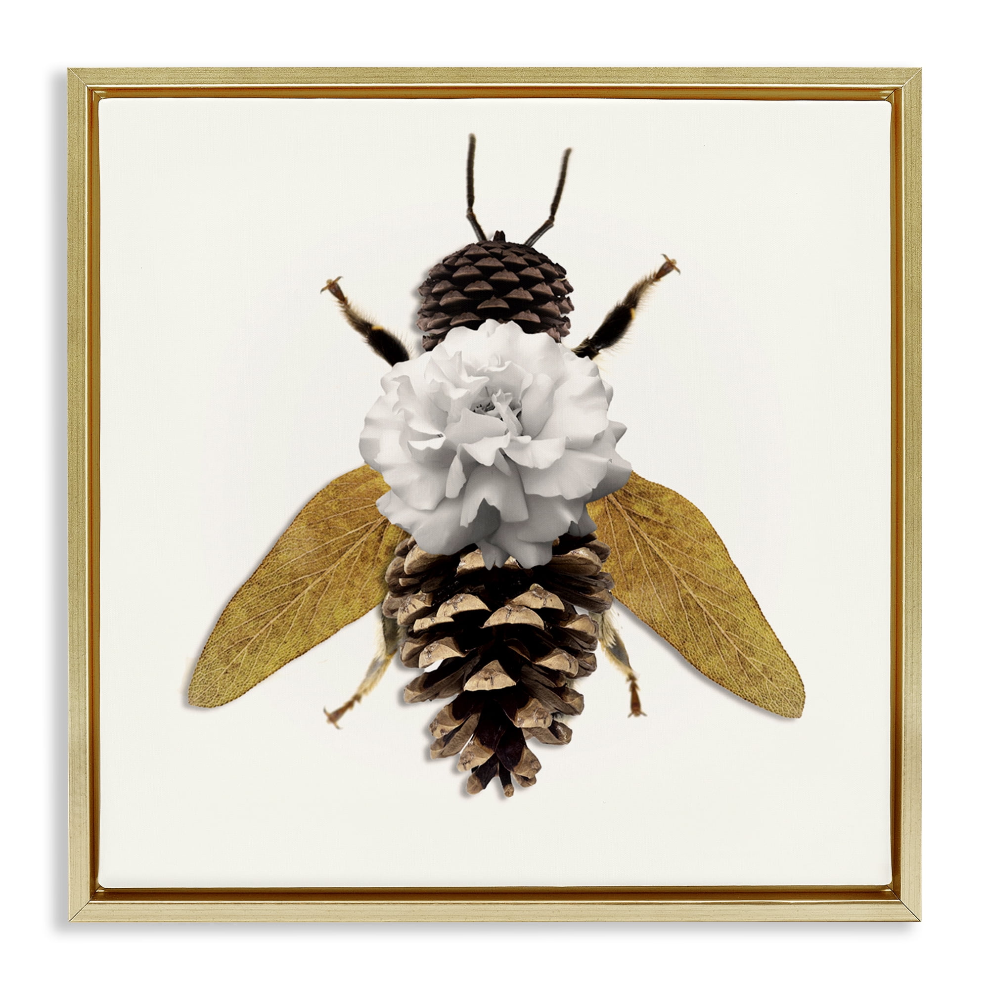 Nature Constructed Bee Gold Framed Floater Canvas Wall Art, design by Sasha