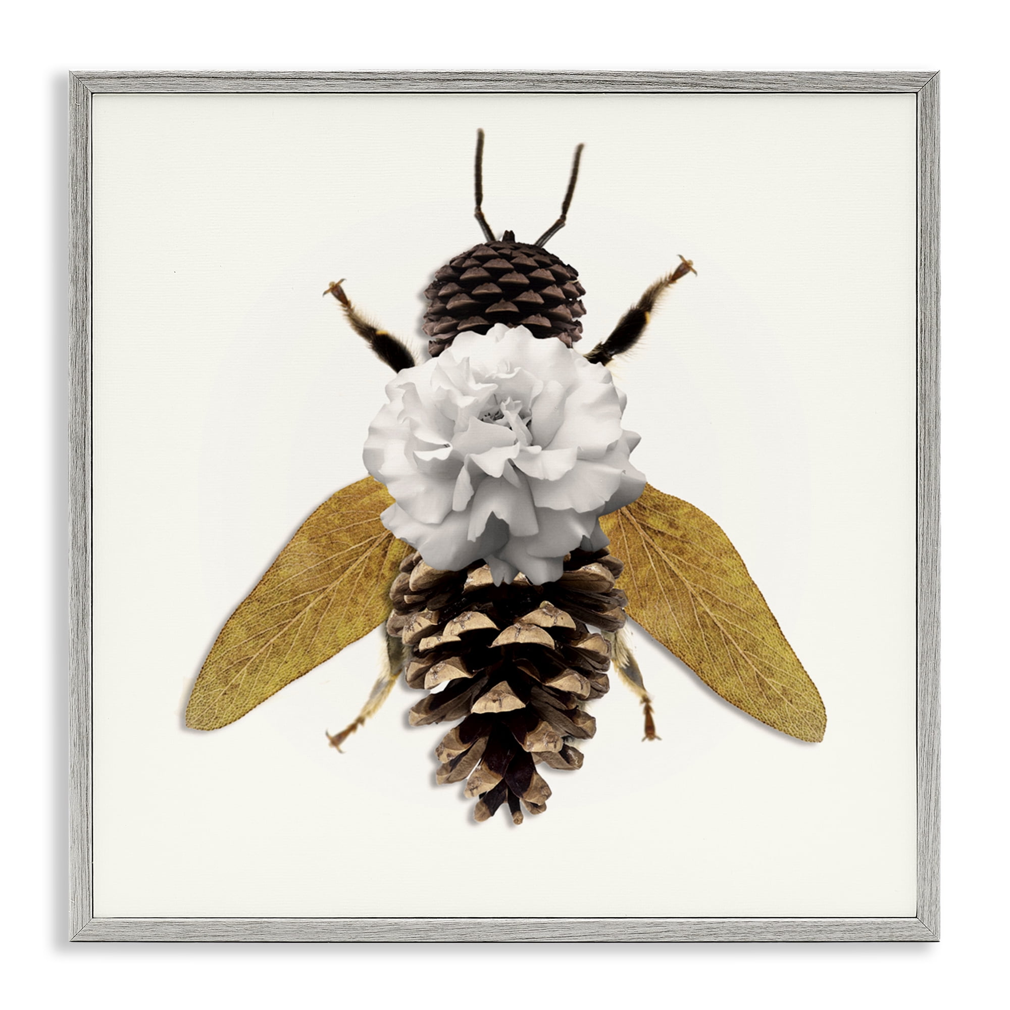 Nature Constructed Bee Gray Framed Giclee Art, design by Sasha