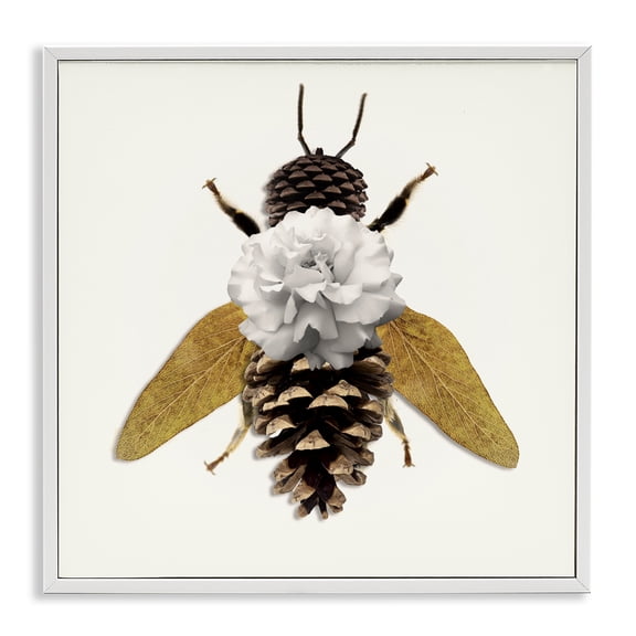 Nature Constructed Bee White Framed Giclee Art, design by Sasha