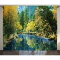 thumbnail image 1 of Nature Curtains 2 Panels Set, Autumn Landscape Scenery Forest by River Seasonal Rural Countryside Picture, Window Drapes for Living Room Bedroom, 108W X 108L Inches,Charcoal Grey Fern Green, 1 of 2