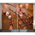 thumbnail image 1 of Ambesonne Nature Curtains 2 Panel Set, Sakura Flourishing, 108" x 90", Pale Pink Dark Coral, 1 of 3