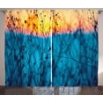 thumbnail image 1 of Ambesonne Nature Curtains 2 Panel Set, Autumn Dried Flowers, 108" x 63", Pale Blue Peach Orange, 1 of 2