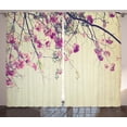 thumbnail image 1 of Ambesonne Nature Curtains 2 Panel Set, Sakura Cherry Blooms, 108" x 96", Cream Fuchsia Brown, 1 of 3