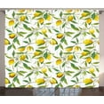 thumbnail image 1 of Ambesonne Nature Curtains 2 Panel Set, Lemon Woody Romantic, 108" x 108", Fern Green Yellow White, 1 of 3