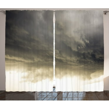 Ambesonne Grey Curtains 2 Panel Set, Cloudy Dark Sky Hurricane, 108" x 90", Grey