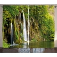thumbnail image 1 of Ambesonne Nature Curtains 2 Panel Set, Majestic Waterfall River, 108" x 63", Green Brown White, 1 of 3