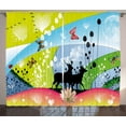 thumbnail image 1 of Ambesonne Nature Curtains 2 Panel Set, 2 Reindeer in Spring, 108" x 84", Multicolor, 1 of 2