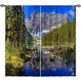 thumbnail image 1 of Nature Curtains Rod Pocket Blackout Room Darkening Curtains with Forest River Mountain Scenery Scene Print Pattern Landscape Theme Window Drapes for Bedroom Living Room 2 Panels 52 x 63 Inch, 1 of 6