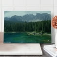 thumbnail image 1 of Nature Cutting Board, Aerial View of Pine Forest by Lake Beneath Mountain Pastoral Landscape, Decorative Tempered Glass Cutting and Serving Board, Large Size, Dark Green Jade Green, by Ambesonne, 1 of 1