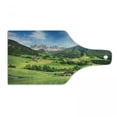 thumbnail image 1 of Nature Cutting Board, Alps in the Spring Season with Fresh Grass Sky Majestic Mountains Image, Decorative Tempered Glass Cutting and Serving Board, Wine Bottle Shape, Green Blue, by Ambesonne, 1 of 1