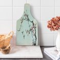 thumbnail image 1 of Nature Cutting Board, Flowers Buds and Birds with Cherry Branches Style Art Painting Effect, Decorative Tempered Glass Cutting and Serving Board, Wine Bottle Shape, Pale Maroon Black, by Ambesonne, 1 of 5