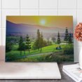 thumbnail image 1 of Nature Cutting Board, Golf Resort Park in Spring Season Trees Sunset Hills and Valley End of the Day, Decorative Tempered Glass Cutting and Serving Board, Large Size, Multicolor, by Ambesonne, 1 of 1