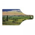 thumbnail image 1 of Nature Cutting Board, Picture of Rural Pastoral Meadows with Fences Surreal Countryside Image Print, Tempered Glass Cutting and Serving Board, Wine Bottle Shape, Green Blue Orange, by Ambesonne, 1 of 1