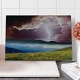 thumbnail image 1 of Nature Cutting Board, Sky with Electrical Storm Rays Powerful Effect on Earth Rural Landscape Print, Decorative Tempered Glass Cutting and Serving Board, Large Size, Green Pink Blue, by Ambesonne, 1 of 5