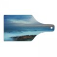 thumbnail image 1 of Nature Cutting Board, Tropic Sea with Rocks and Storm in the Air Tranquil but Dangerous Epic Scenery, Decorative Tempered Glass Cutting and Serving Board, Wine Bottle Shape, Turquoise, by Ambesonne, 1 of 1