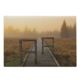 thumbnail image 1 of Nature Cutting Board, Wooden Road Leads to the Misty Forest on a Foggy Day Image Dreamy Nature Theme Art, Decorative Tempered Glass Cutting and Serving Board, Large Size, Orange Brown, by Ambesonne, 1 of 1