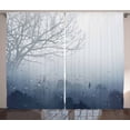 thumbnail image 1 of Ambesonne Landscape Curtains 2 Panel Set, Idyllic Forest Rain View, 108" x 90", Dark Slate Blue Grey, 1 of 3
