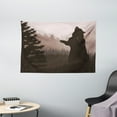 thumbnail image 1 of Nature Decor Tapestry, Silhouette of Wild Bear in Jungle Woodland at Dark Night Animal Illustration, Wall Hanging for Bedroom Living Room Dorm Decor, 60W X 40L Inches, Mauve Brown, by Ambesonne, 1 of 2