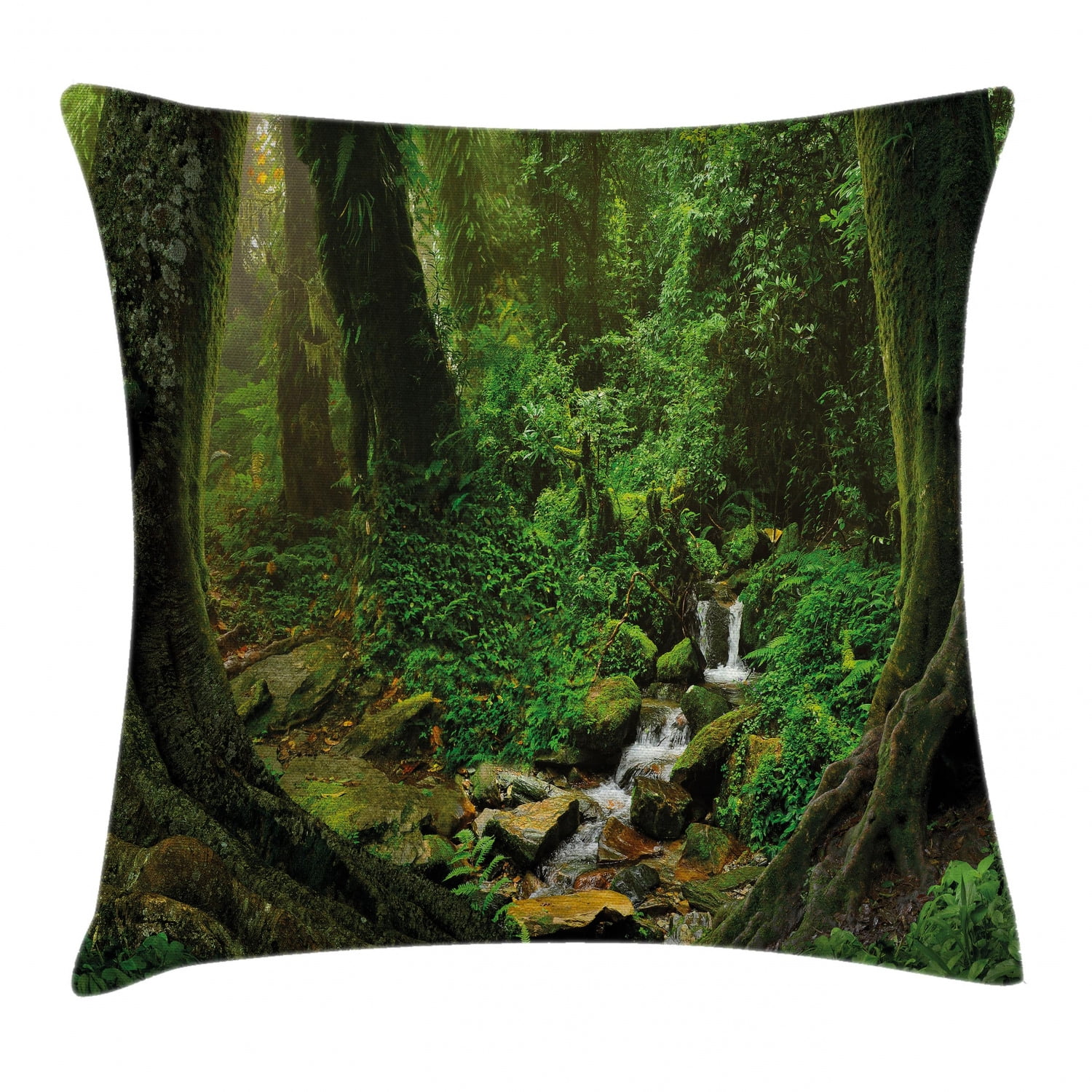 Nature Decor Throw Pillow Cushion Cover, Wonderland Forest Nepal Asian