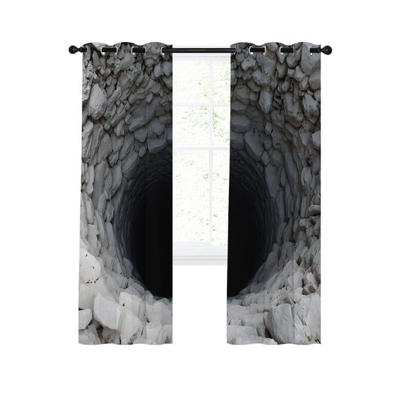 Nature Deep Well Blackout Curtains for Bedroom Living Room, Stone Piles Dark Space Mysterious Shadows 39 In Long Thermal Insulated Room Darkening Drapes Grommet Window Treatments, 27.5 x 39 In
