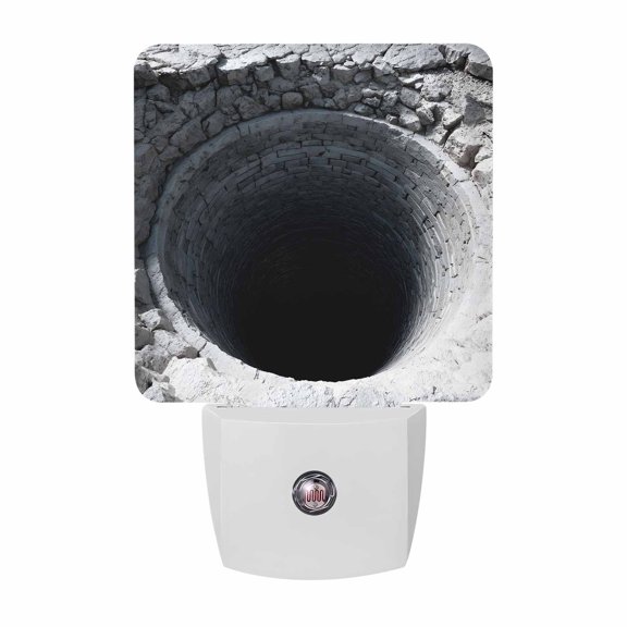 Nature Deep Well LED Night Light, Stone Piles Shadows Dark Space Mysterious Night Lights plug into Wall with Smart Sensor Dusk to Dawn Sensor for Nursery Bedroom 2.95x4.5in