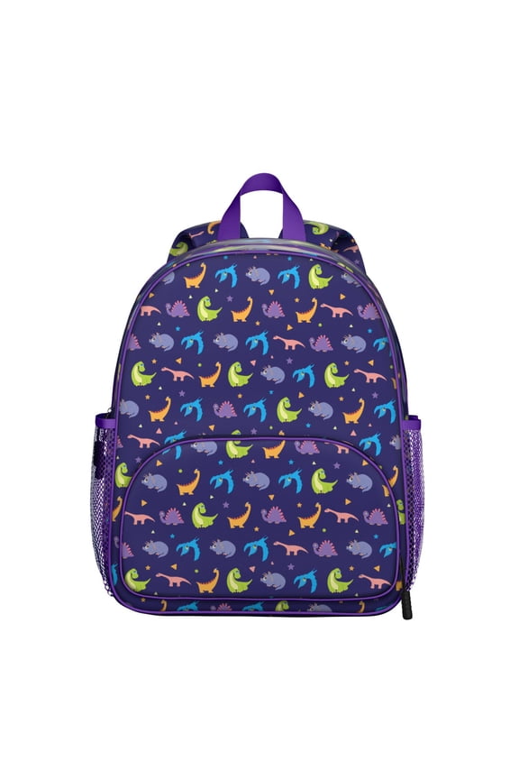 Nature Dino Print Student Backpack – Cute Dinosaur Pattern with Hand-drawn Jungle Vibes, Watercolor Abstract Style, and Roaring Dino