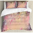 thumbnail image 1 of Nature Duvet Cover Set, Abstract Composition of Japanese Flourishing Spring Nature in Asia, Decorative 3 Piece Bedding Set with 2 Pillow Shams, Calking Size, Peach Lavender, by Ambesonne, 1 of 3