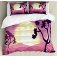 thumbnail image 1 of Nature Duvet Cover Set, Abstract Gradient Landscape Tropical Trees Desert Print, Decorative 3 Piece Bedding Set with 2 Pillow Shams, Calking Size, Pale Fuchsia Eggplant, by Ambesonne, 1 of 2