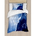 thumbnail image 1 of Nature Duvet Cover Set, Composite of Contrasting Colors Theme in Diverse Tones of Skyline Weather Nature Art, Decorative 2 Piece Bedding Set with 1 Pillow Shams, Twin Size, Navy Blue, by Ambesonne, 1 of 3