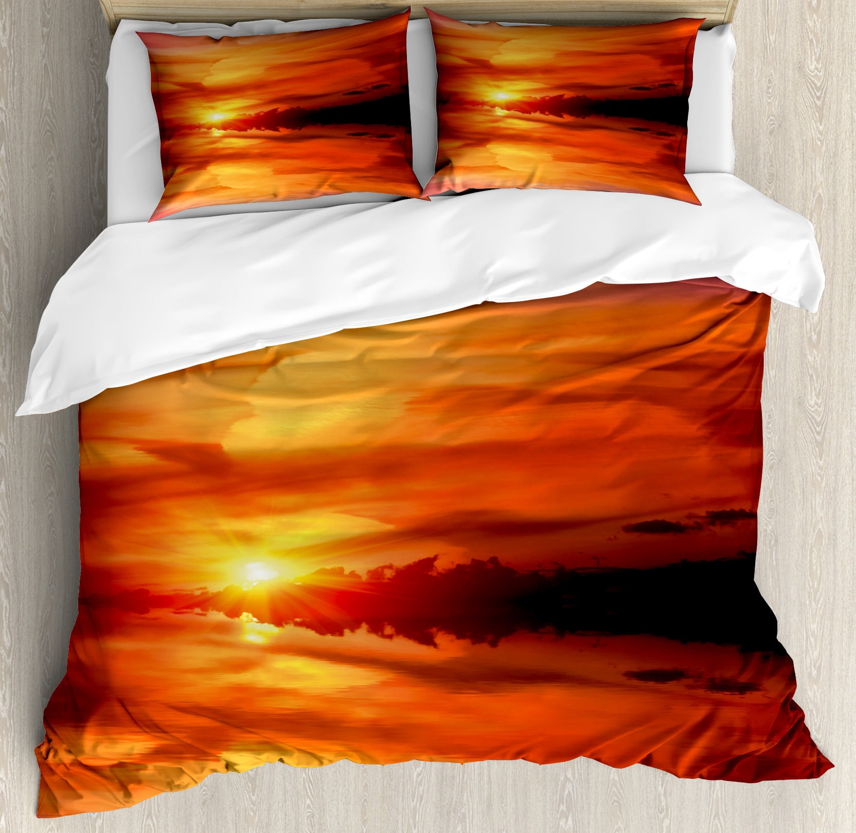 King Red and Marigold Sunset Duvet Cover Set