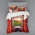 thumbnail image 1 of Nature Duvet Cover Set, Fresh Nature Setting from Train Compartment Window Railroad Destination Travel, Bedding Set with Shams and Fitted Sheet, 3 Sizes, by Ambesonne, 1 of 3