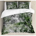 thumbnail image 1 of Nature Duvet Cover Set King Size, Tree Branch in Spring Season Fairy Jungle Growth Nature Look Up Wood Scene Photo Print, Decorative 3 Piece Bedding Set with 2 Pillow Shams, Green, by Ambesonne, 1 of 3