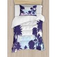 thumbnail image 1 of Nature Duvet Cover Set, Miami South American Plant Forest Tropic Natural Palm Trees Work of Art Print, Decorative 2 Piece Bedding Set with 1 Pillow Shams, Twin Size, Blue and White, by Ambesonne, 1 of 3