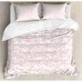 thumbnail image 1 of Nature Duvet Cover Set, Pattern with Soft Spring Branches Flourishing Flowers and Leaves Feminine Print, Decorative 3 Piece Bedding Set with 2 Pillow Shams, Queen Size, Coral White, by Ambesonne, 1 of 3