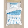 thumbnail image 1 of Nature Duvet Cover Set, Rain Drops and Cloud in Watercolor Painting Effect Nimbus Fun Art Illustration, Decorative 2 Piece Bedding Set with 1 Pillow Shams, Twin Size, Blue White, by Ambesonne, 1 of 3
