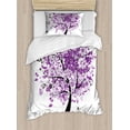 thumbnail image 1 of Nature Duvet Cover Set Twin Size, Spring Tree of Life Sacred Woods with Blooming Flower and Butterfly Flying Romance, Decorative 2 Piece Bedding Set with 1 Pillow Sham, Lilac Purple, by Ambesonne, 1 of 3