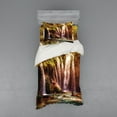 thumbnail image 1 of Nature Duvet Cover Set, Waterfall Cascade Forest Tree Moss Lake Stones Rocks Wonder of the World Image, Bedding Set with Shams and Fitted Sheet, 3 Sizes, by Ambesonne, 1 of 3