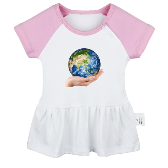 Nature Earth Pattern Dresses For Baby, Newborn Babies Skirts, Infant Princess Dress, 0-24M Kids Graphic Clothes (Pink Raglan Dresses, 0-6 Months)