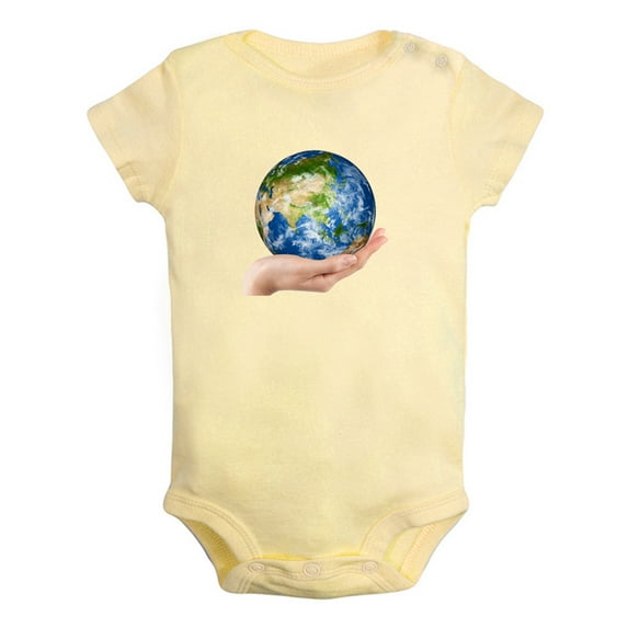 Nature Earth Pattern Rompers For Babies, Newborn Baby Unisex Bodysuits, Infant Jumpsuits, Toddler 0-24 Months Kids One-Piece Oufits (Yellow, 6-12 Months)