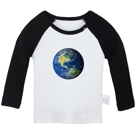 Nature Earth Pattern T shirt For Baby, Newborn Babies T-shirts, Infant Tops, 0-24M Kids Graphic Tees Clothing (Long Black Raglan T-shirt, 6-12 Months)