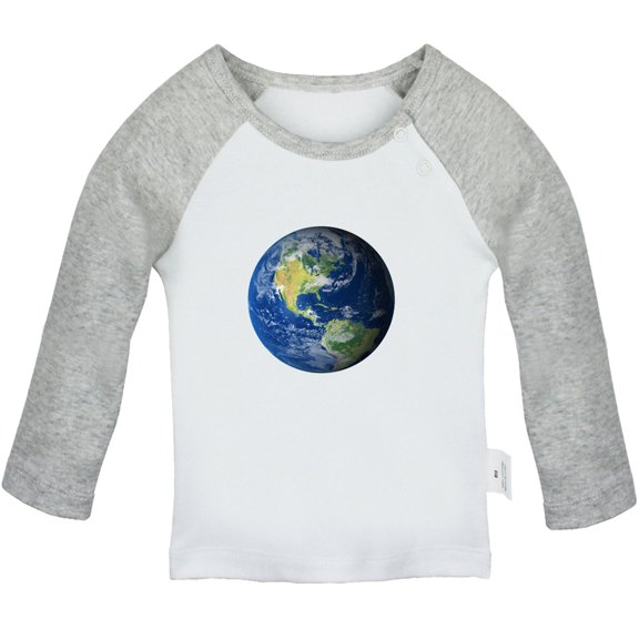 Nature Earth Pattern T shirt For Baby, Newborn Babies T-shirts, Infant Tops, 0-24M Kids Graphic Tees Clothing (Long Gray Raglan T-shirt, 18-24 Months)