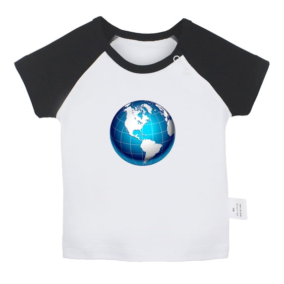 Nature Earth Pattern T shirt For Baby, Newborn Babies T-shirts, Infant Tops, 0-24M Kids Graphic Tees Clothing (Short Black Raglan T-shirt, 18-24 Months)