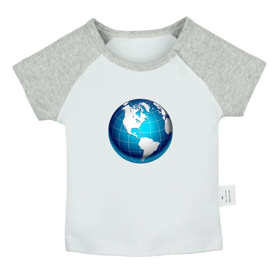 Nature Earth Pattern T shirt For Baby, Newborn Babies T-shirts, Infant Tops, 0-24M Kids Graphic Tees Clothing (Short Gray Raglan T-shirt, 6-12 Months)