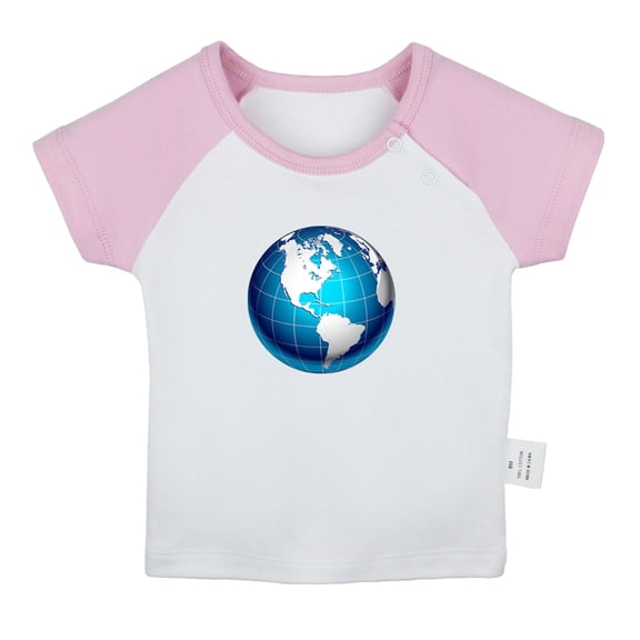 Nature Earth Pattern T shirt For Baby, Newborn Babies T-shirts, Infant Tops, 0-24M Kids Graphic Tees Clothing (Short Pink Raglan T-shirt, 6-12 Months)